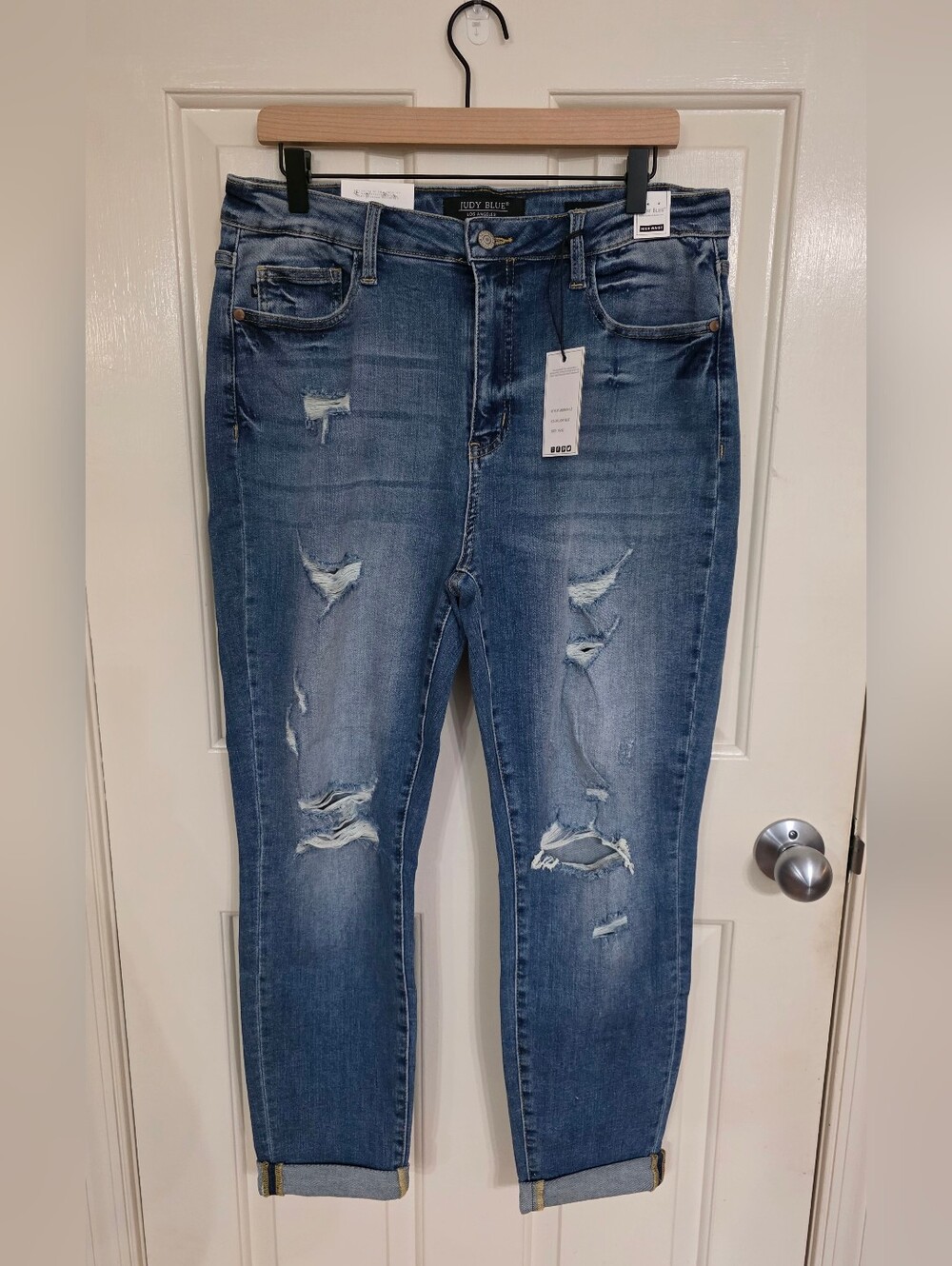 Judy Blue Distressed High Rise Boyfriend Jeans Size 15 / 32  NWT